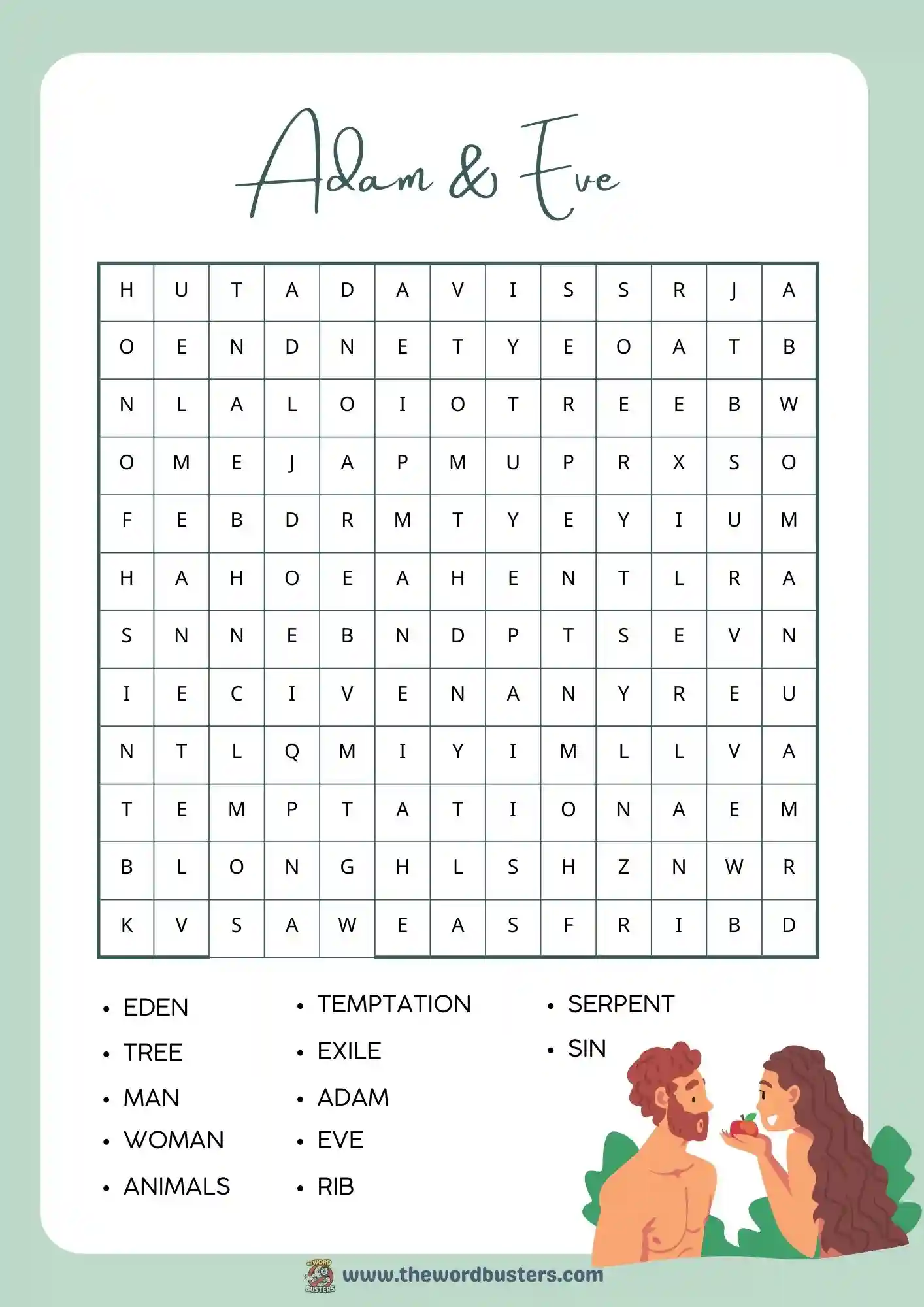 adam & eve word search printable adam & eve word search printable