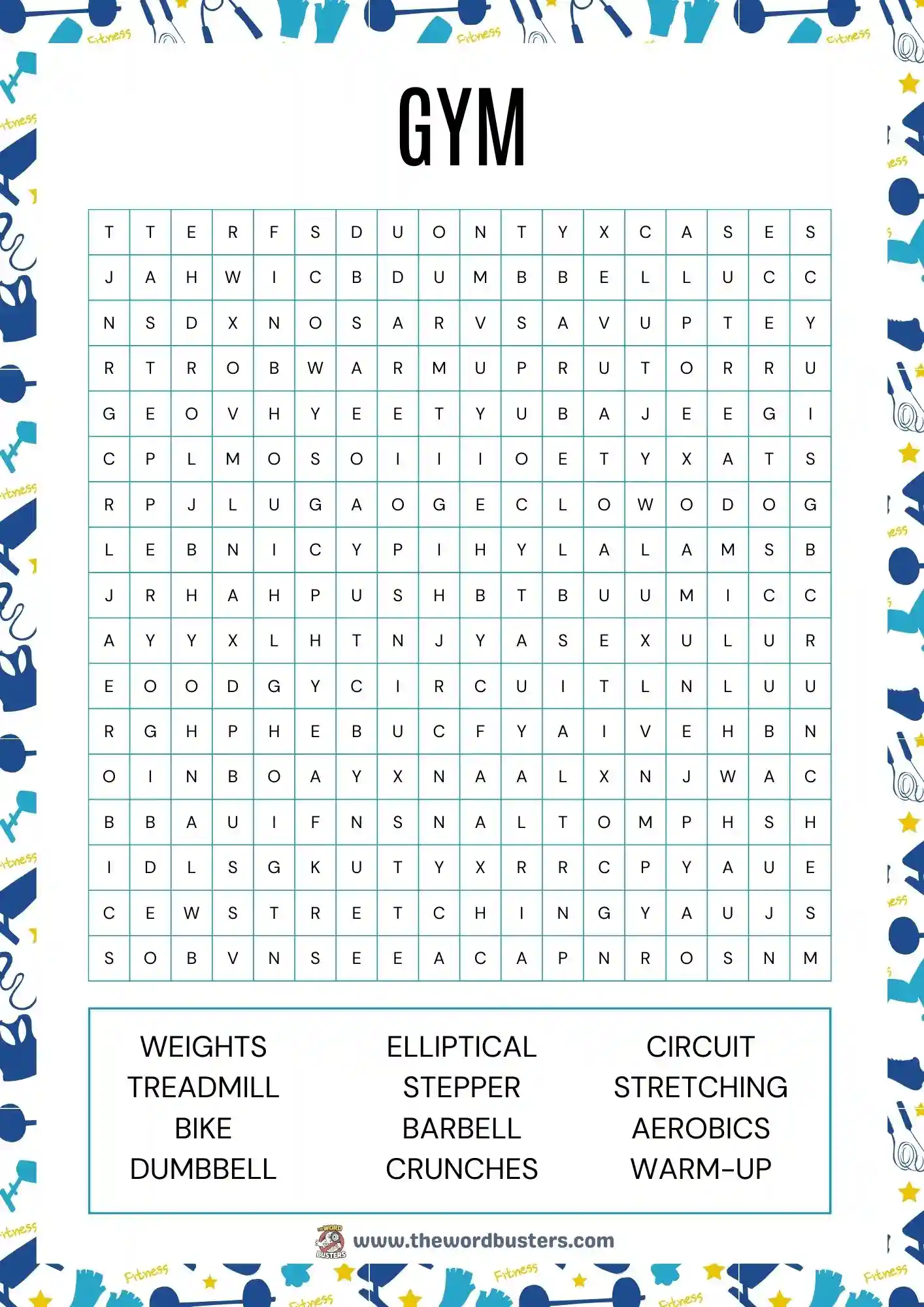 gym word search printable pdf gym word search printable pdf
